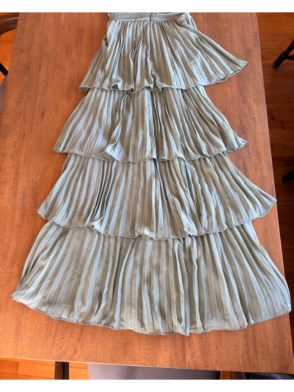 Lulu's Sage Green Tiered Pleated Maxi Skirt